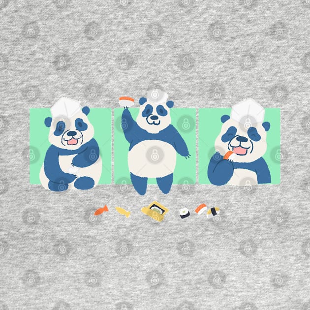 Cute Panda Sushi Chef Drawing illustration by MariOyama